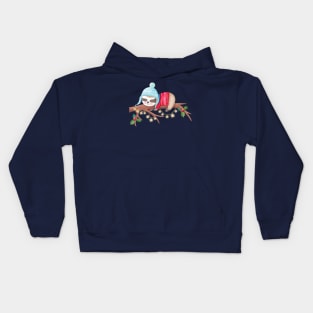 Sloth in winter Kids Hoodie